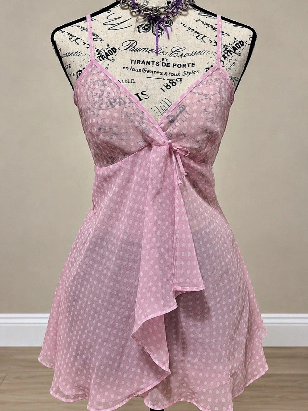 Jones New York Polka Dot Mini Dress in Pink Size Medium Like New
